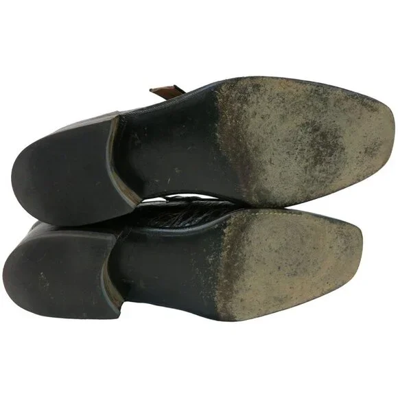 Vintage Hanover Exotic Alligator Monk Strap Loafers Brown Dress Shoes Italy 9C - Picture 5 of 12